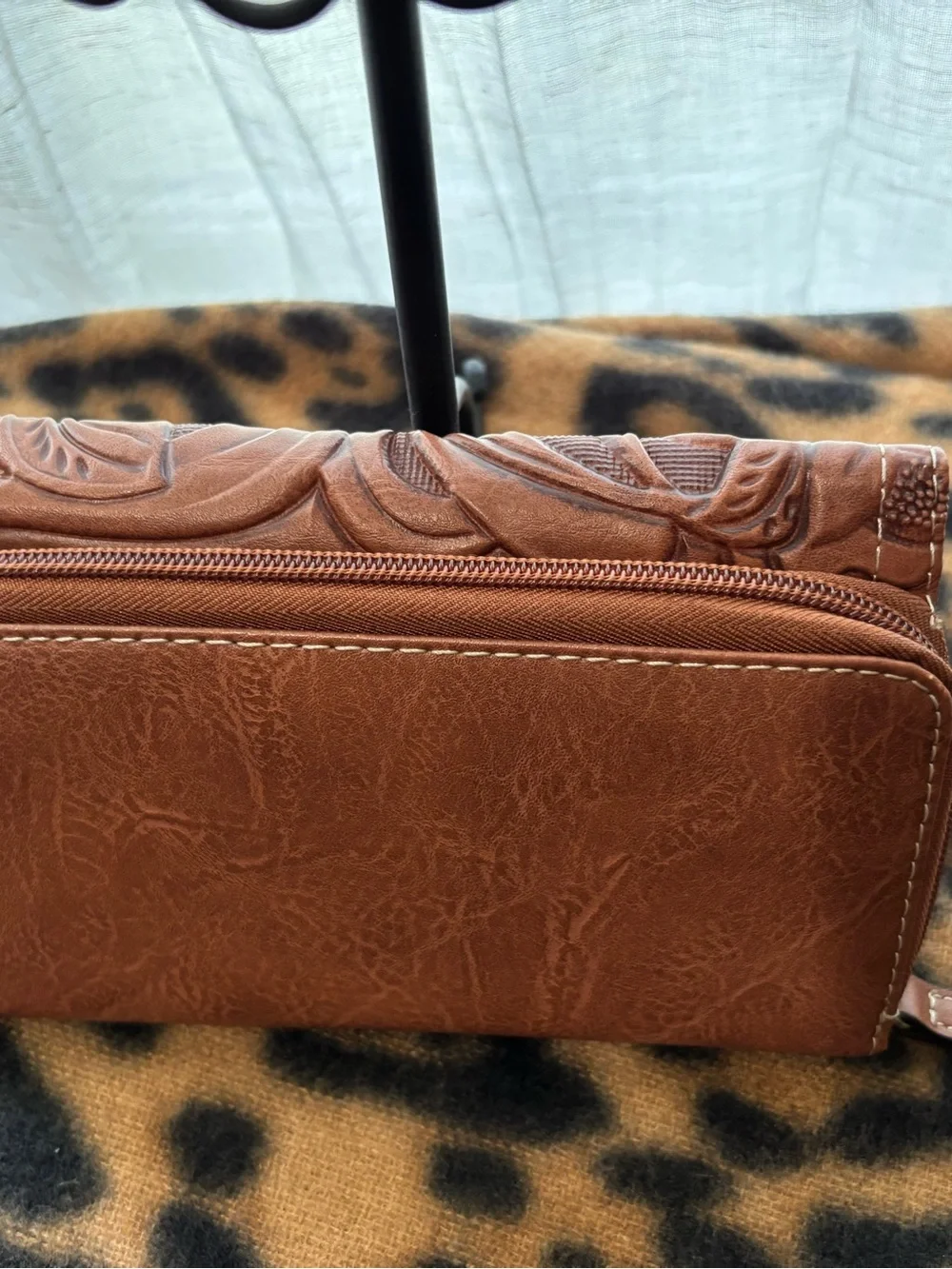 Embossed Floral Brown Women's concept Wallet